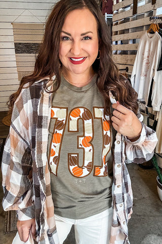 731 Pumpkin Olive Tee - Tucked & Threaded
