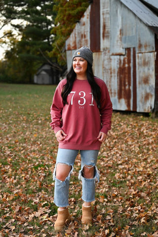 731 Throwback Comfort Colors Sweatshirt - Tucked & Threaded