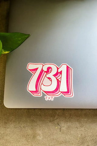 731 Vintage Pink Vinyl Sticker - Tucked & Threaded
