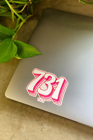 731 Vintage Pink Vinyl Sticker - Tucked & Threaded