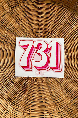 731 Vintage Pink Vinyl Sticker - Tucked & Threaded