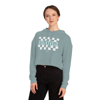 Mama Checkered Sage Crop Hoodie