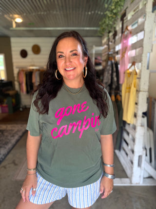 Gone Campin' Hunter Green Drapey Tee
