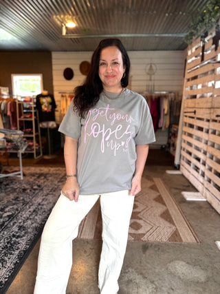 Get Your Hopes Up Grey ComfortWash Unisex Tee - Tucked & Threaded