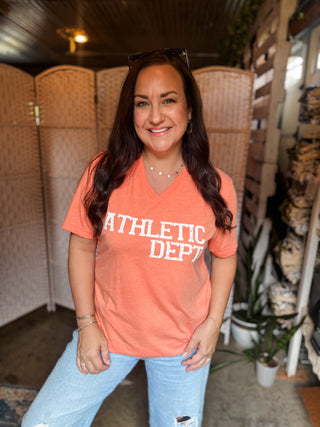Athletic Dept. Orange V-Neck Tee