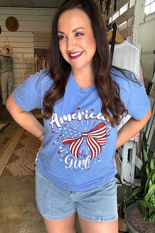 American Girl Blue Triblend Tee