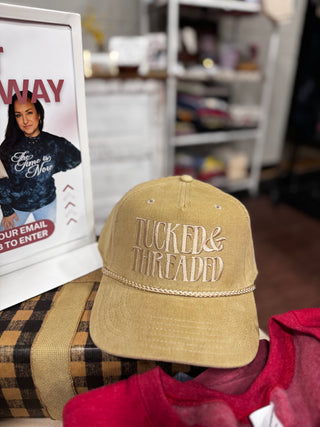 Tucked & Threaded Tan Corduroy Hat