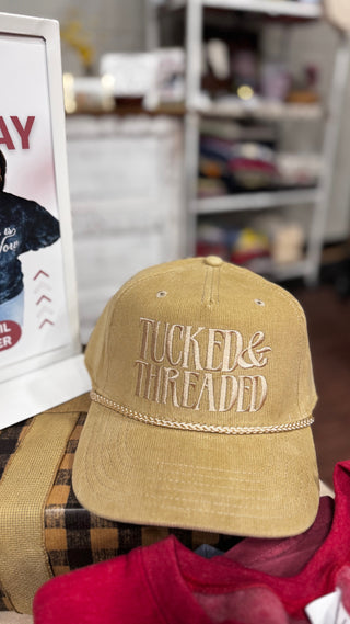 Tucked & Threaded Tan Corduroy Hat