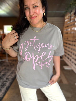 Get Your Hopes Up Grey ComfortWash Unisex Tee - Tucked & Threaded