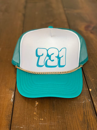 731 Bubble Turquoise Chunky Chain Trucker Hat