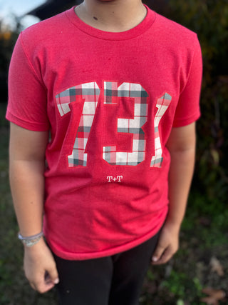 731 Plaid Red Youth Tee