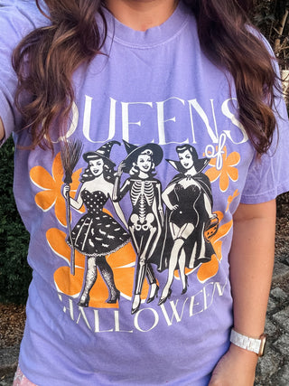 Queens of Halloween Purple Tee-Tucked &amp; Threaded
