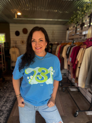 731 Groovy Days in Blue Comfort Colors Tee - Tucked & Threaded