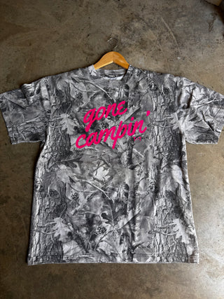 Gone Campin' Grey Camouflage Unisex Tee - Tucked & Threaded