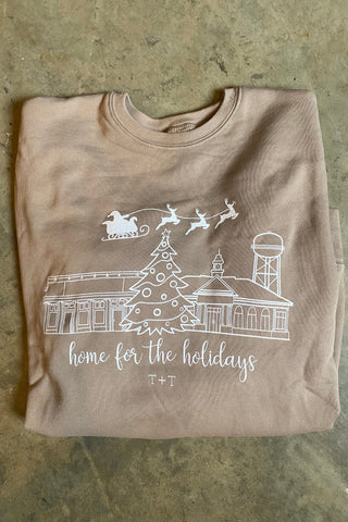 Home for the Holidays Tan Sweatshirt