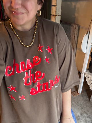Chase the Stars Faded Brown Boxy Tee - Tucked & Threaded