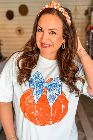 Preppy Pumpkin Sky Blue Tee