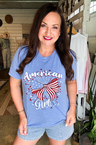 American Girl Blue Triblend Tee