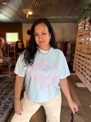 Get Your Hopes Up Sky Blue Boxy Tee - Tucked & Threaded