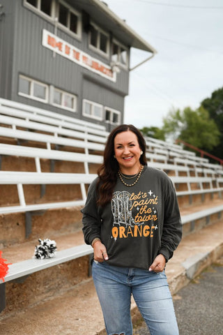 Paint the Town Orange Long Sleeve T-Shirt-Long-sleeve-Printify-Blue Jean-S-Tucked &amp; Threaded