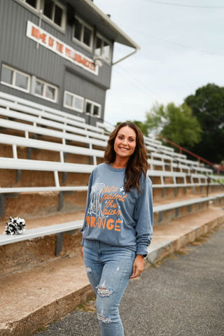 Paint the Town Orange Long-Sleeve Denim Tee