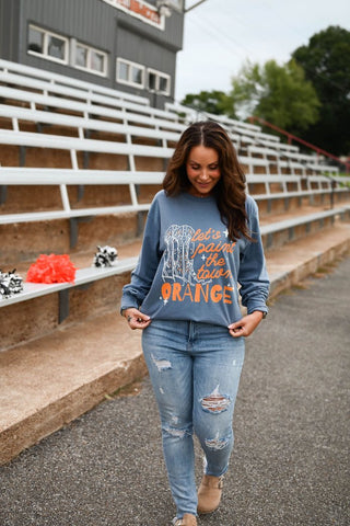 Paint the Town Orange Long-Sleeve Denim Tee