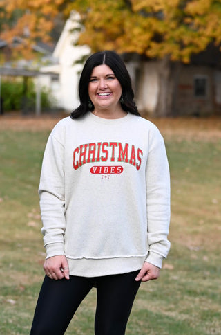 Christmas Vibes Oatmeal Fleece-Lined Sweatshirt-Tucked & Threaded-S-Tucked &amp; Threaded