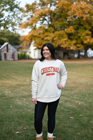 Christmas Vibes Oatmeal Fleece-Lined Sweatshirt-Tucked & Threaded-S-Tucked &amp; Threaded