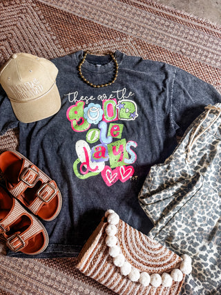 These are the Good Ole Days Black Mineral Wash Tee - Tucked & Threaded