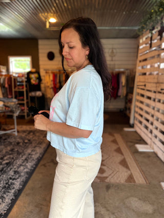 Get Your Hopes Up Sky Blue Boxy Tee - Tucked & Threaded