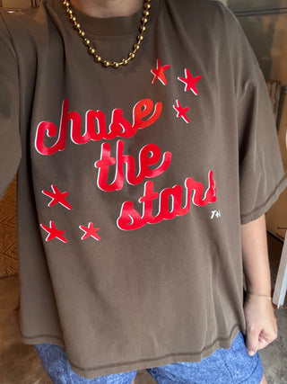 Chase the Stars Faded Brown Boxy Tee - Tucked & Threaded