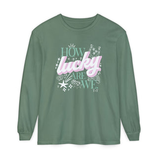 How Lucky Are We Light Green Long Sleeve Tee