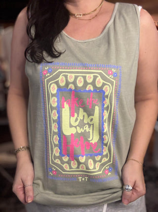 Take the Long Way Home Unisex Graphic Tank - Tucked & Threaded