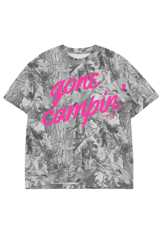 Gone Campin' Grey Camouflage Unisex Tee - Tucked & Threaded