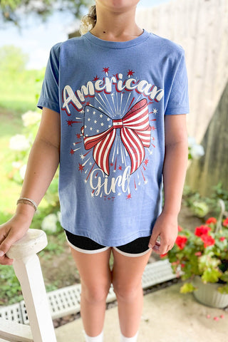 American Girl Blue Child Tee - Youth Large - Tucked & Threaded