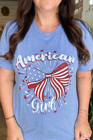 American Girl Blue Triblend Tee - S, M, L - Tucked & Threaded