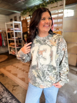 Area Code 731 Camo Fleece-Lined Heavy Sweatshirt - Tucked & Threaded
