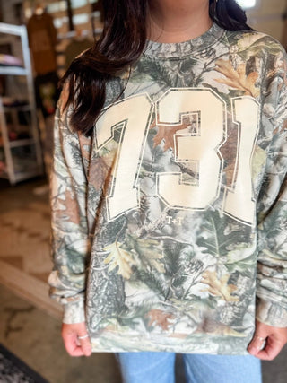 Area Code 731 Camo Fleece-Lined Heavy Sweatshirt - Tucked & Threaded