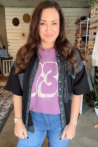 Area Code Bubble Purple Plum Tee (Wholesale) - Tucked & Threaded