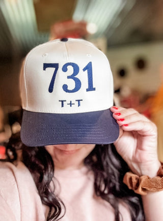 Area Code Navy + Natural Trucker Hat (Wholesale) - Tucked & Threaded