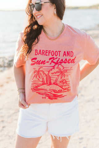 Barefoot and Sun-Kissed Peach or Sunset Tee - Tucked & Threaded