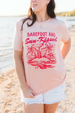 Barefoot and Sun-Kissed Peach or Sunset Tee - Tucked & Threaded