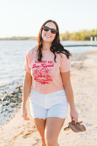 Barefoot & Sun-Kissed Blush or Ivory Boxy Tee - Tucked & Threaded