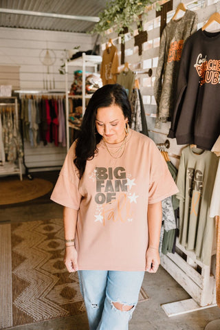Big Fan of Fall with Stars Nude Top | Tucked & Threaded - Tucked & Threaded