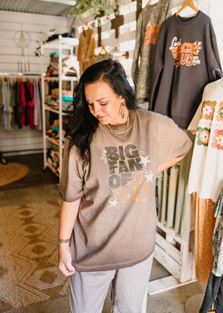 Big Fan of Fall with Stars | Oil-Washed Graphic Tee - Tucked & Threaded
