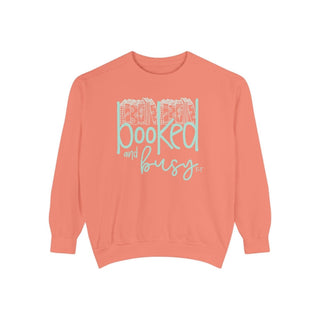 Book Lover Sweatshirt - Booked & Busy Comfort Colors Crewneck for Women - Tucked & Threaded
