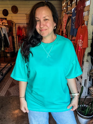 Bright Teal Soft Tuck Top - Tucked & Threaded