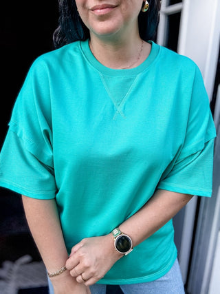 Bright Teal Soft Tuck Top - Tucked & Threaded