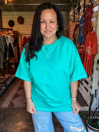 Bright Teal Soft Tuck Top - Tucked & Threaded