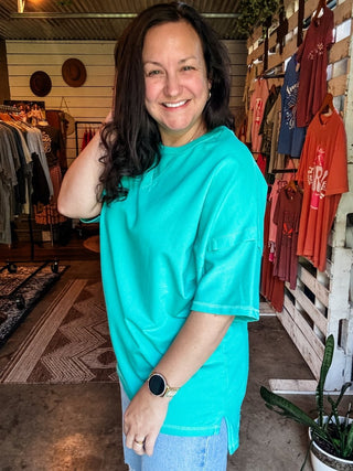 Bright Teal Soft Tuck Top - Tucked & Threaded